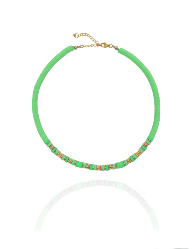 Halskette MAVIE Choker Grün Katsuki Gold - Bunter Schmuck