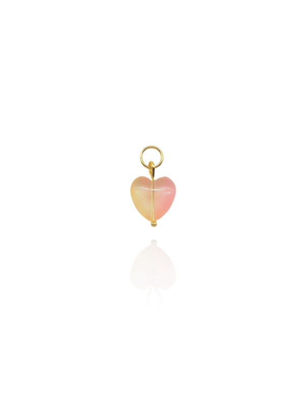 Bunter Anhänger HERZ Glas Rosa Gelb Gold - Bunter Schmuck