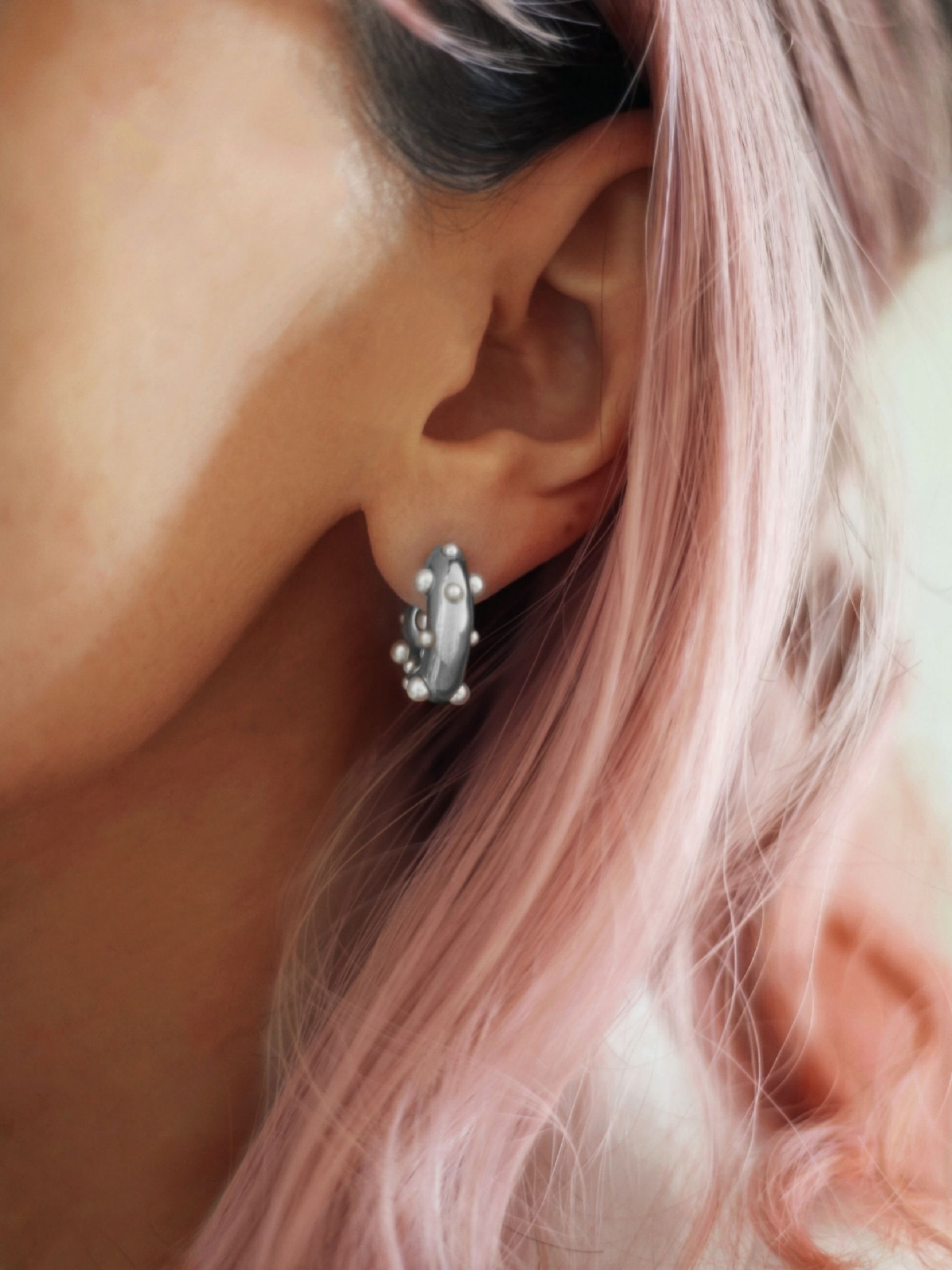 Creolen SELLA mit Perlen Ohrringe 19mm Silber Edelstahl - Bunter Schmuck