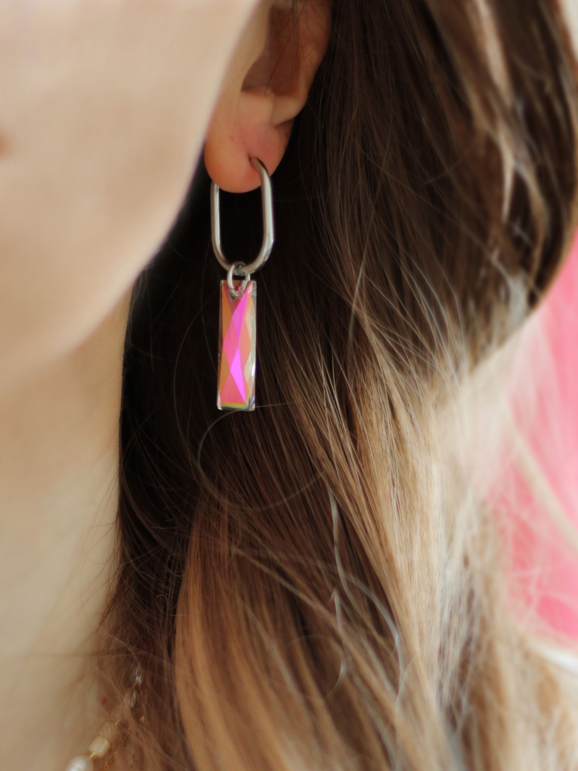 Creolen NATI Ohrringe Oval 23 mm Silber Edelstahl - Bunter Schmuck