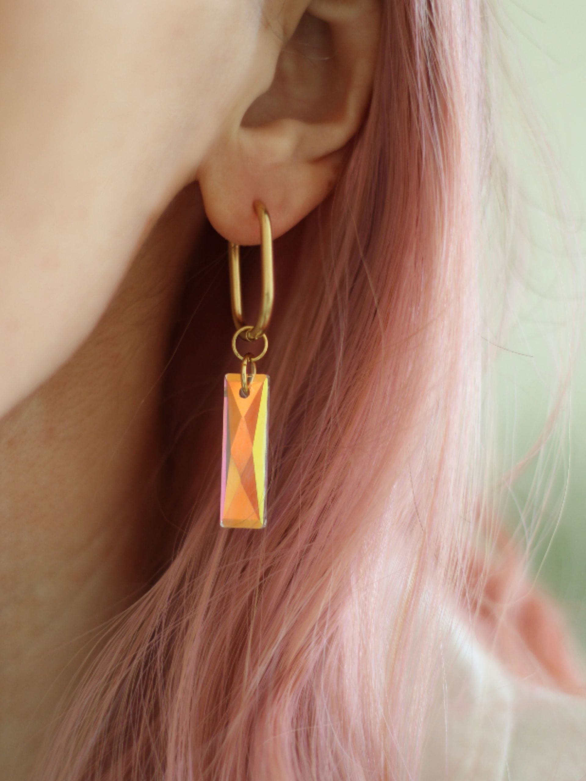 Creolen NATI Ohrringe Oval 20mm Gold Edelstahl - Bunter Schmuck