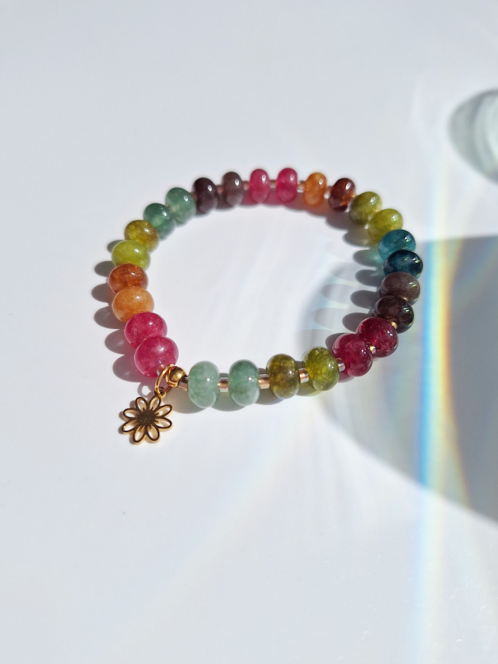 LILIT Hippie Armband Statement Armband Regenbogen Turmalin Edelstein Gold Silber - Bunter Schmuck