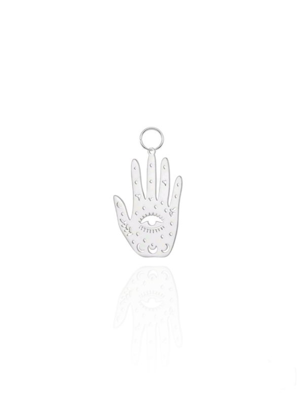 Anhänger Hand Fatima Glücksbringer Silber Edelstahl - Bunter Schmuck