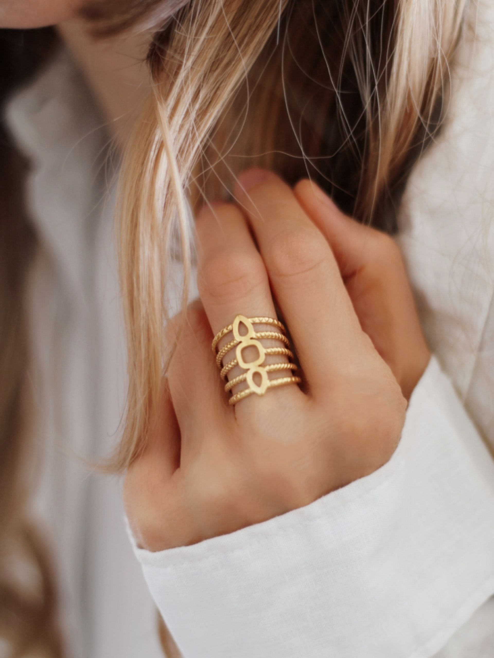 INCA Wasserfester Hippie Ring Edelstahl 18k Gold - Bunter Schmuck