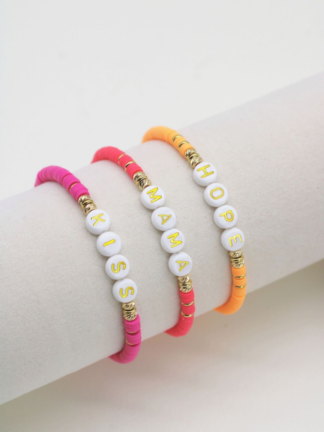 Namensarmband LISI Katsuki pink lachsrosa orange gold - Bunter Schmuck