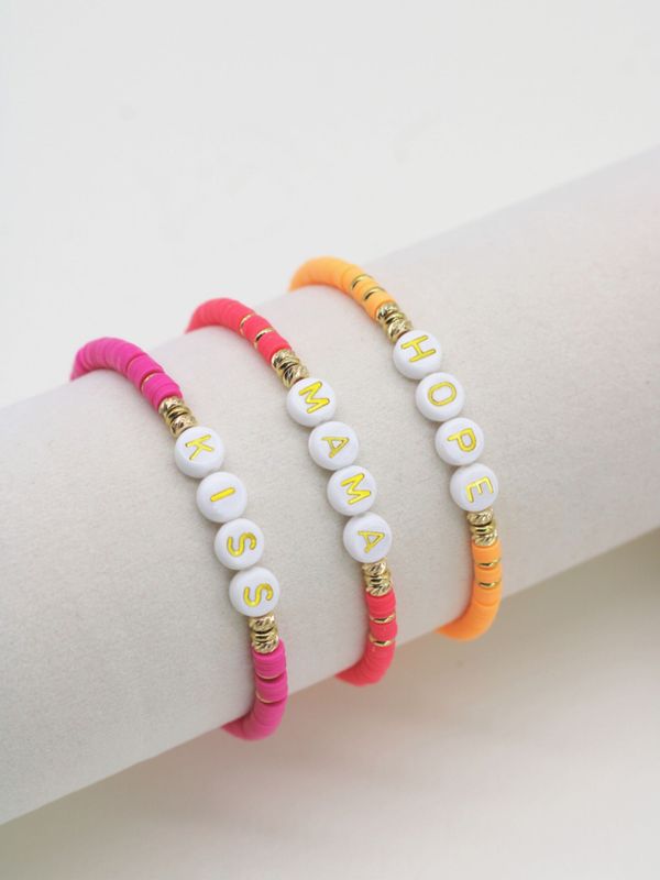 Namensarmband LISI Katsuki pink lachsrosa orange gold - Bunter Schmuck