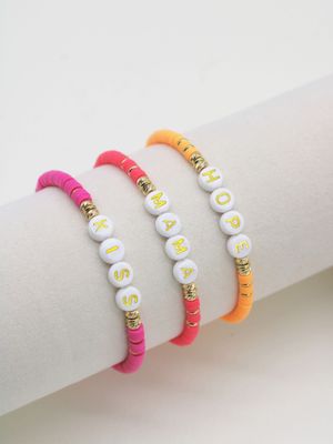 Namensarmband LISI Katsuki pink lachsrosa orange gold - Bunter Schmuck