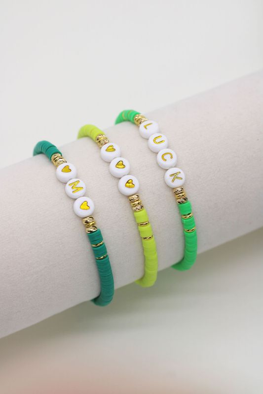 Namensarmband LISI Grün Lime Dunkelgrün Katsuki gold - Bunter Schmuck