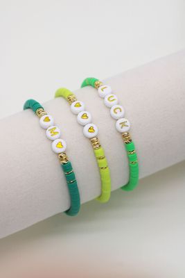 Namensarmband LISI Grün Lime Dunkelgrün Katsuki gold - Bunter Schmuck