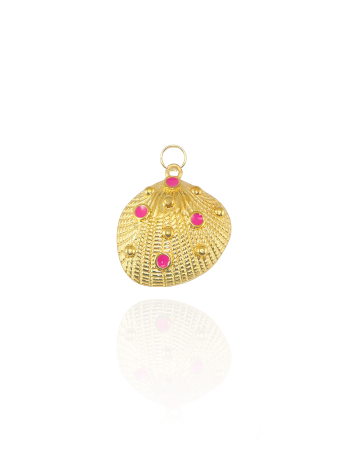 Großer Muschel Anhänger Pink Rosa Gold - Bunter Schmuck