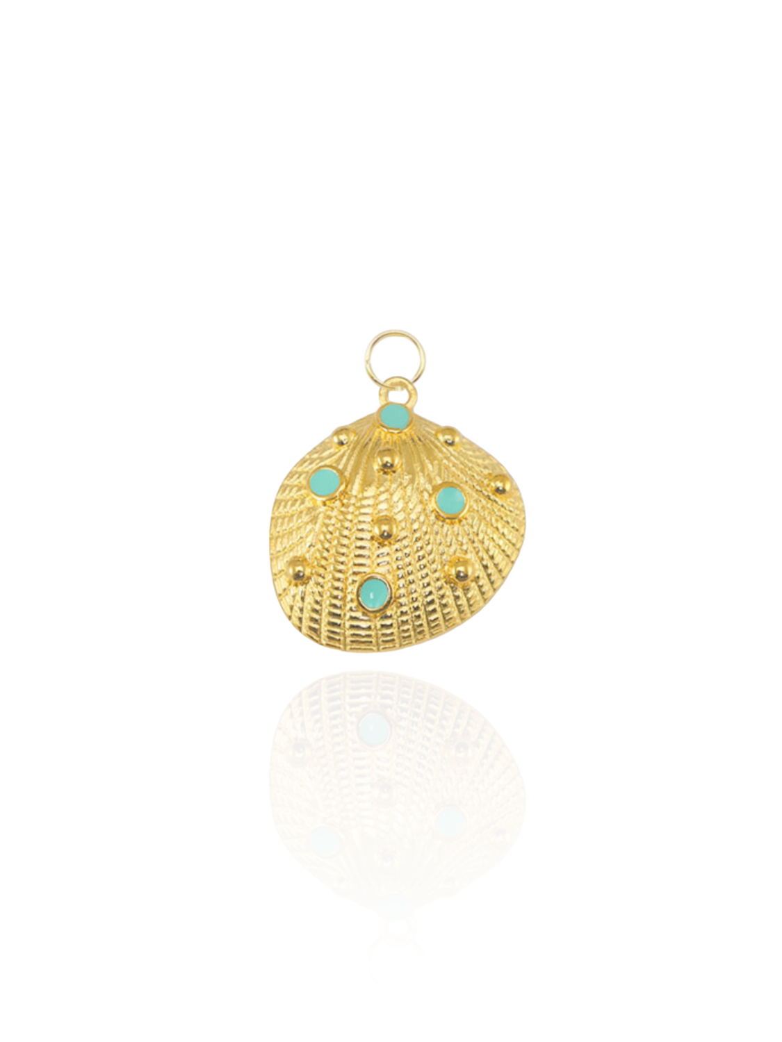 Großer Muschel Anhänger Türkis Gold - Bunter Schmuck