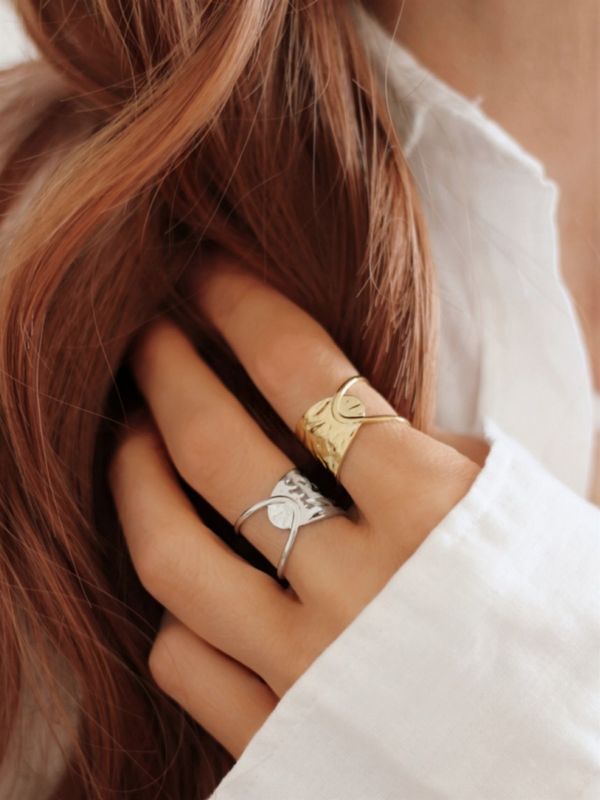MAY Wasserfester Hippie Ring Edelstahl 18k Gold - Bunter Schmuck