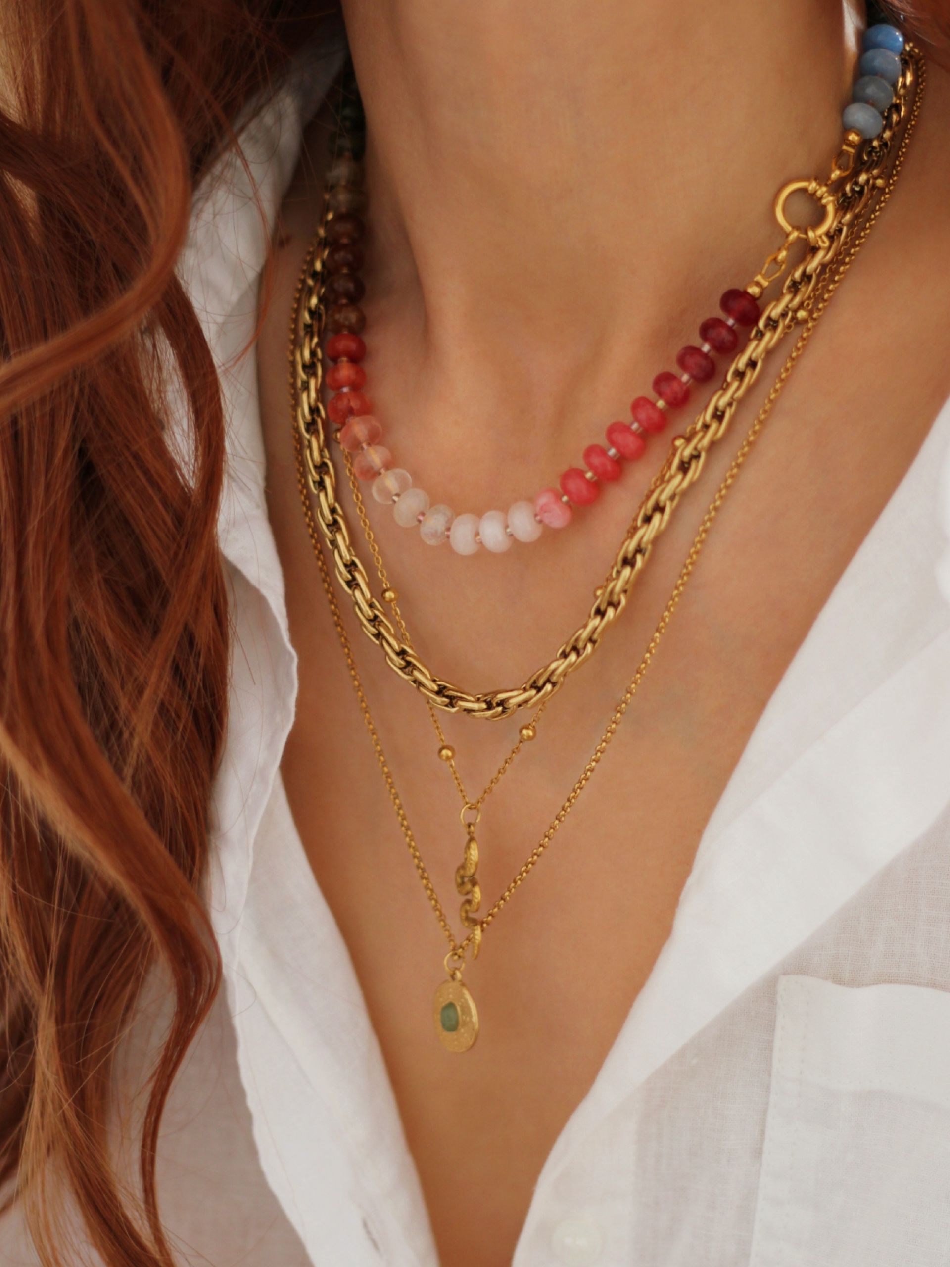 Bold Halskette MORLA Massive Edelstahl Statement-Halskette gedreht Gold - Bunter Schmuck