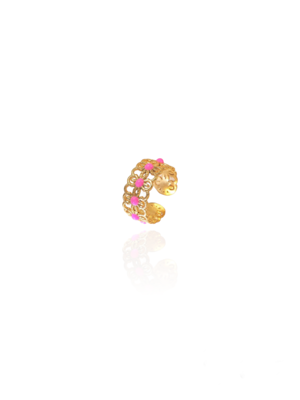 Bunter Hippie Ring LAREA Edelstahl PINK gold - Bunter Schmuck