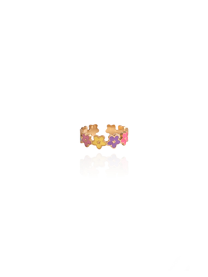 BLUMEN Bunter Ring mehrfarbig wasserfest Edelstahl 18k Gold - Bunter Schmuck