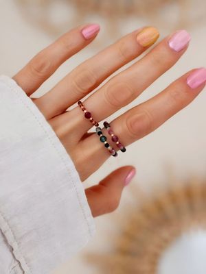 Jade Turmalin Ring elastisch pink gold - Bunter Schmuck