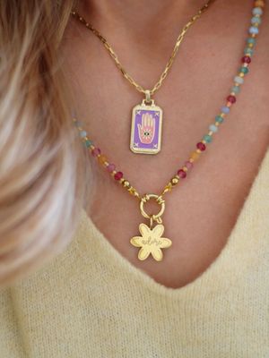 Bunte Edelstein Halskette HANNI  Edelstahl gold  - Bunter Schmuck