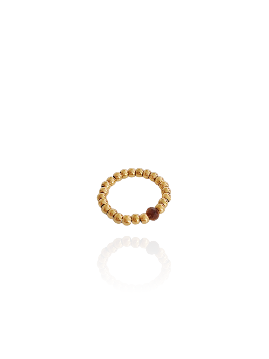 CLEO Tigerauge Ring elastisch braun gold Edelstahl - Bunter Schmuck