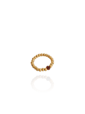CLEO Tigerauge Ring elastisch braun gold Edelstahl - Bunter Schmuck