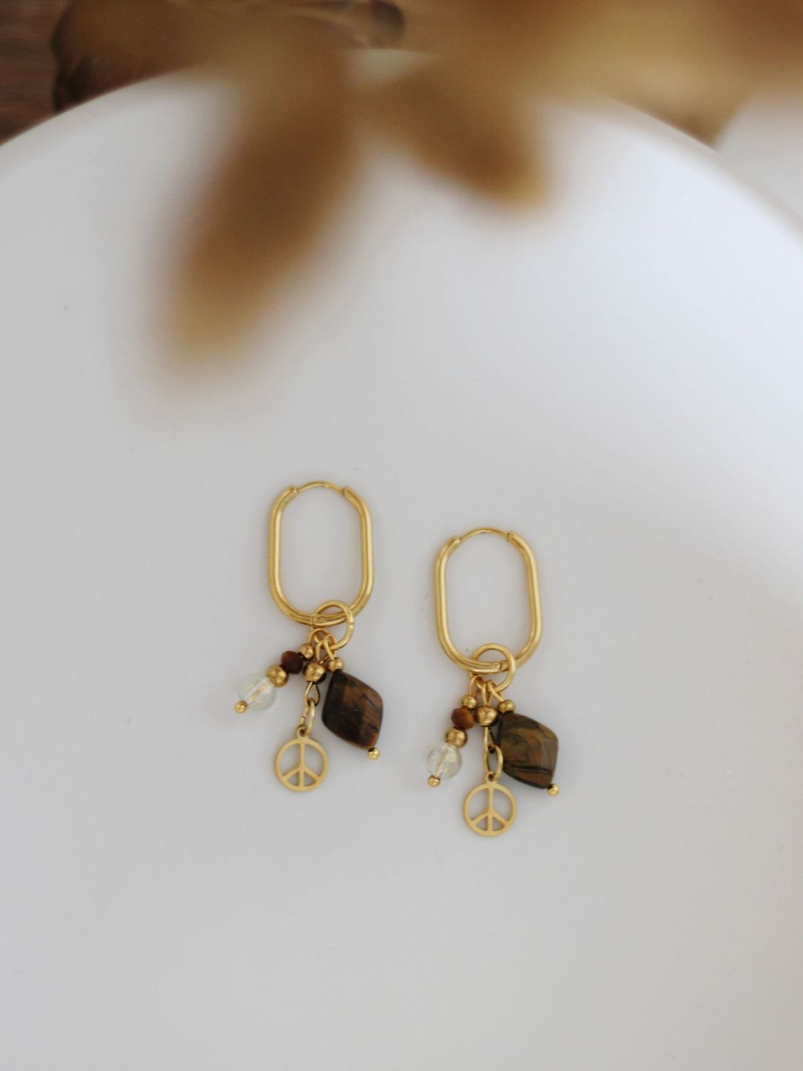 Creolen CLEO Ohrringe Oval 23mm Gold Edelstahl - Bunter Schmuck