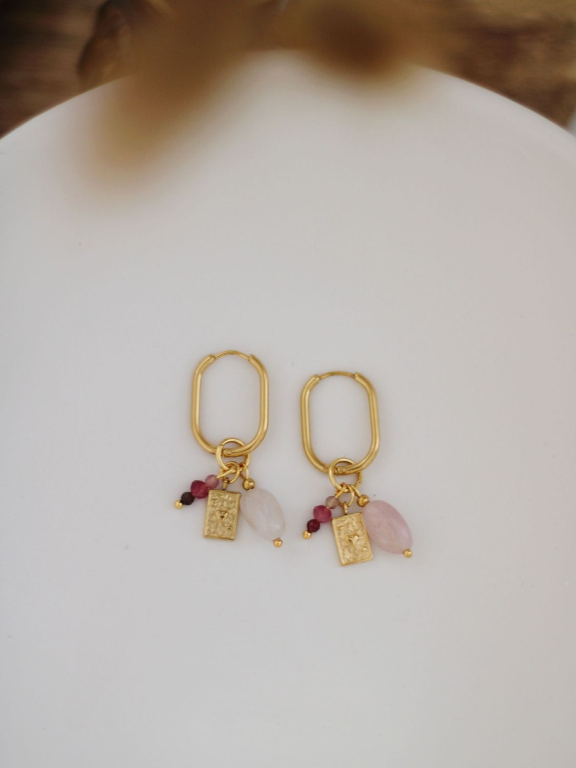 LISA Creolen Ohrringe Oval 23mm Gold Edelstahl - Bunter Schmuck