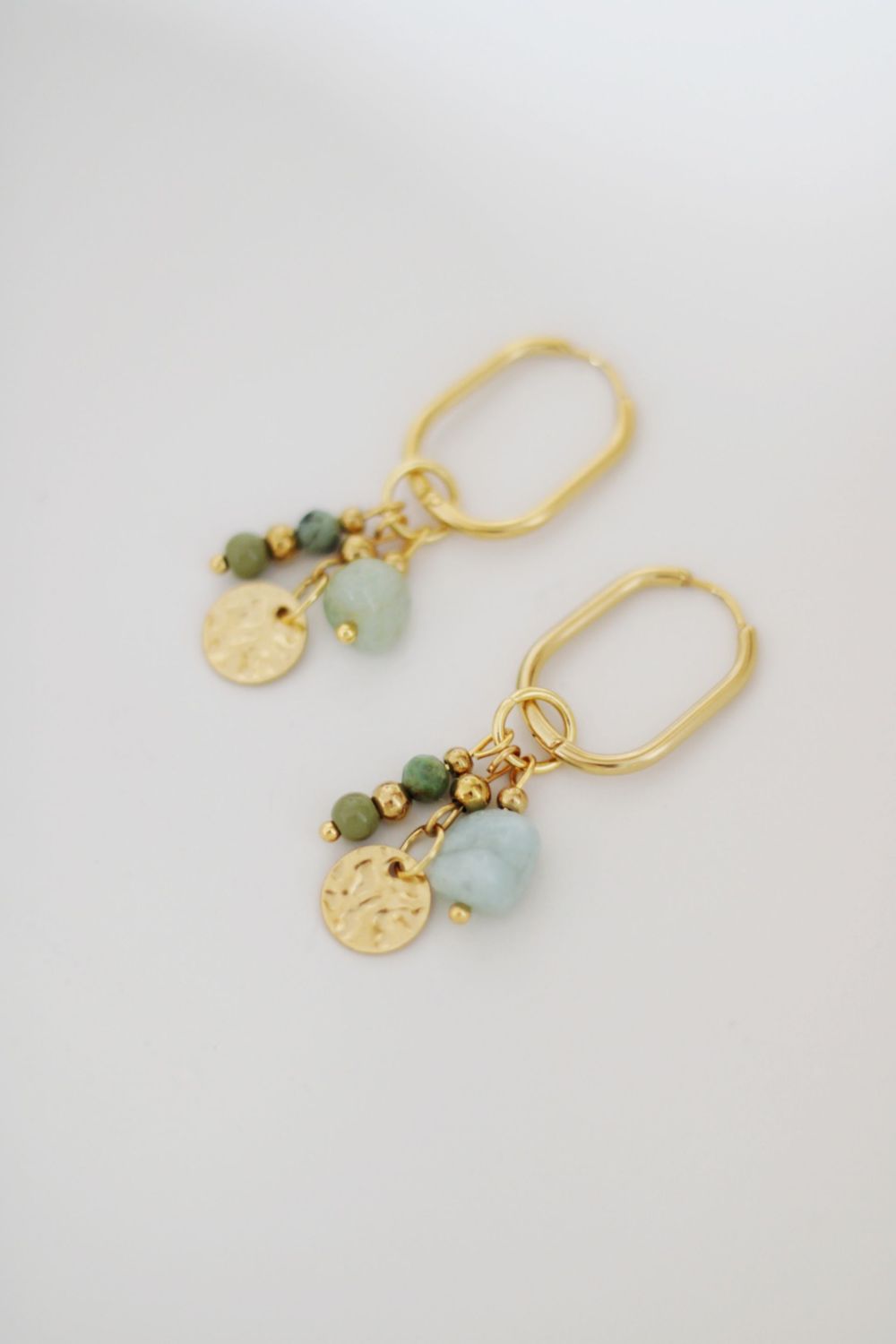 MIRA Ohrringe mit Anhänger Grün Gold afrikanischer Türkis - Bunter Schmuck