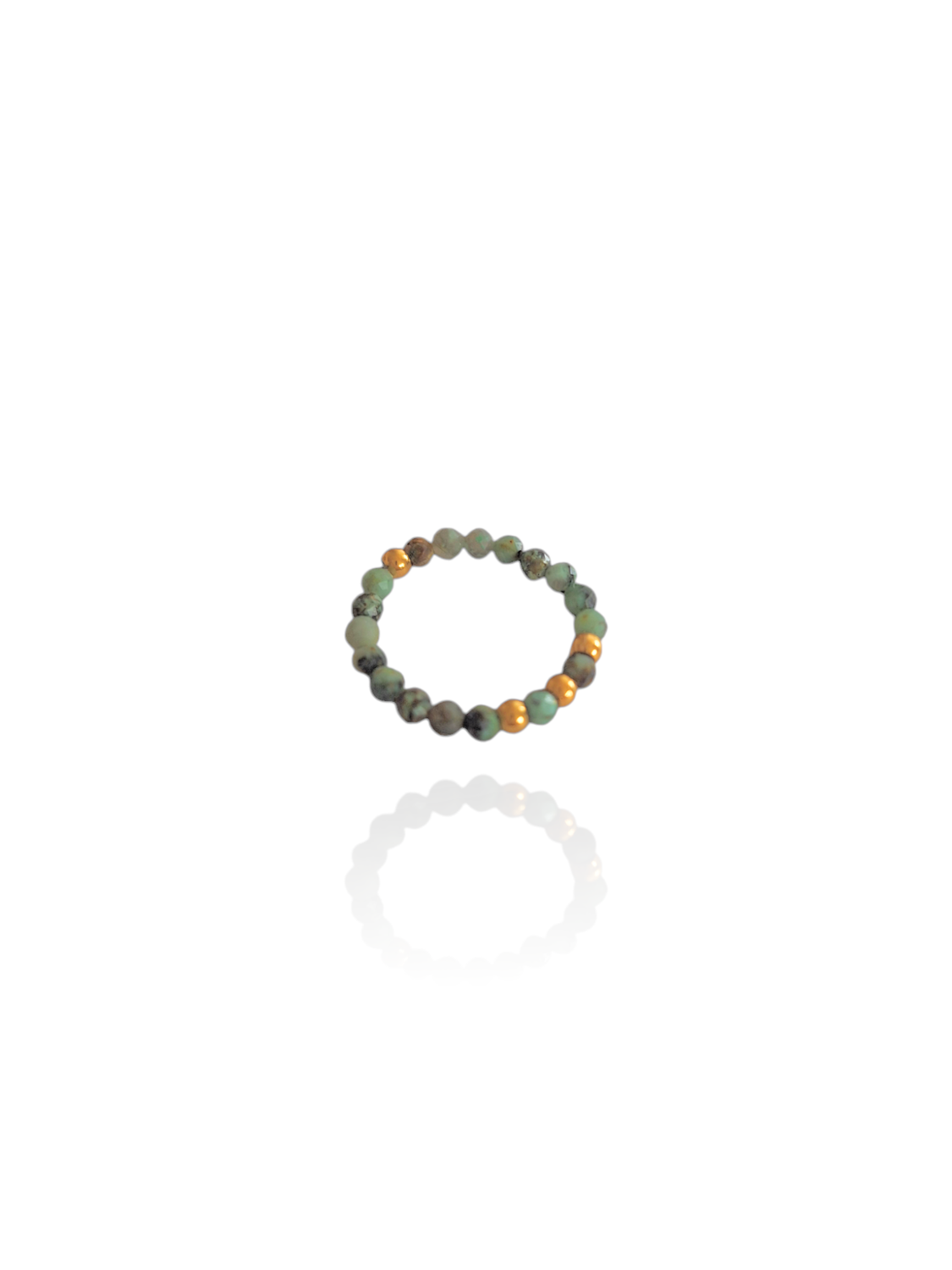 MIRA afrikanischer Türkis Ring elastisch grün gold Edelstahl - Bunter Schmuck