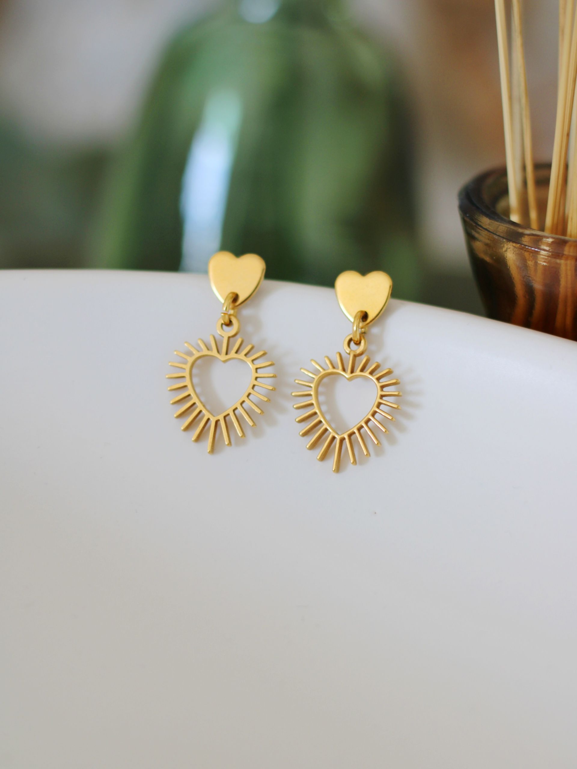 ANNA Herz Ohrringe Herzanhänger Gold - Bunter Schmuck