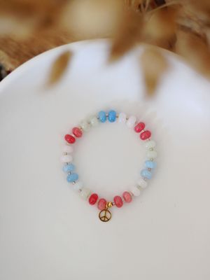 LILOU Hippie-Armband Statement Armband bunte Jade Edelstein Gold - Bunter Schmuck