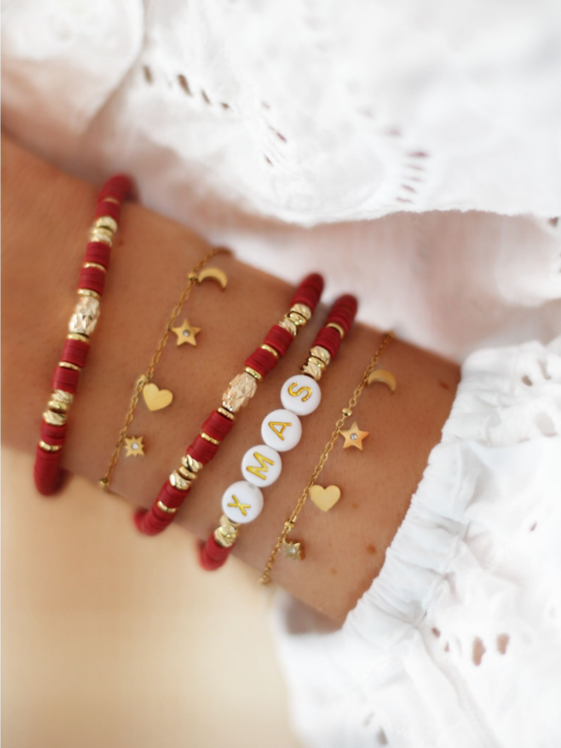 Armband LISI Namensarmband rot gold - Bunter Schmuck