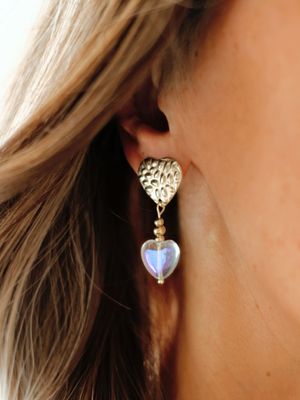 CARAMINA Herz Ohrringe Ohrstecker  Gold Edelstahl - Bunter Schmuck
