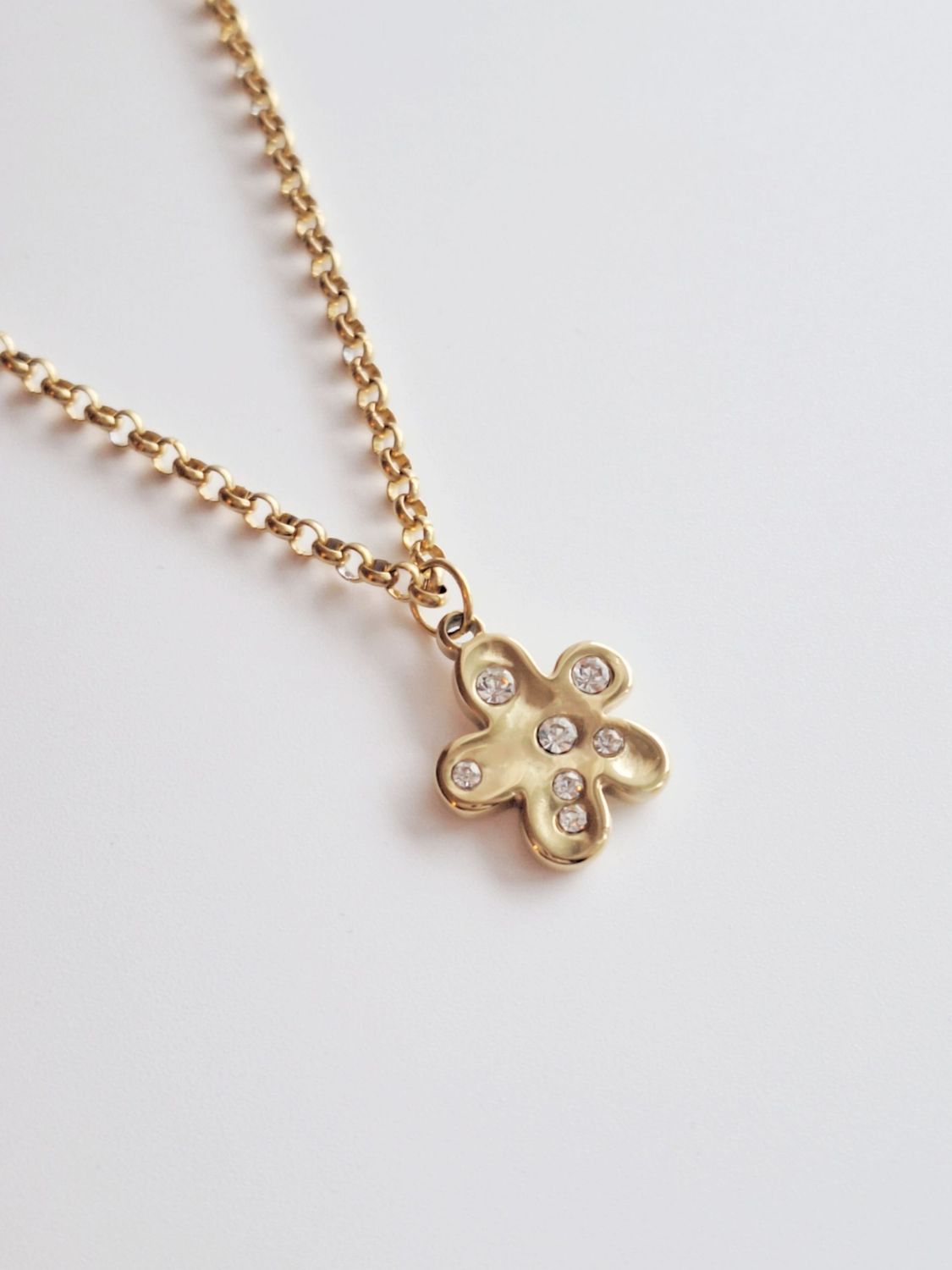 CAMELLIA Halskette Blume Anhänger 55cm Edelstahl Gold - Bunter Schmuck
