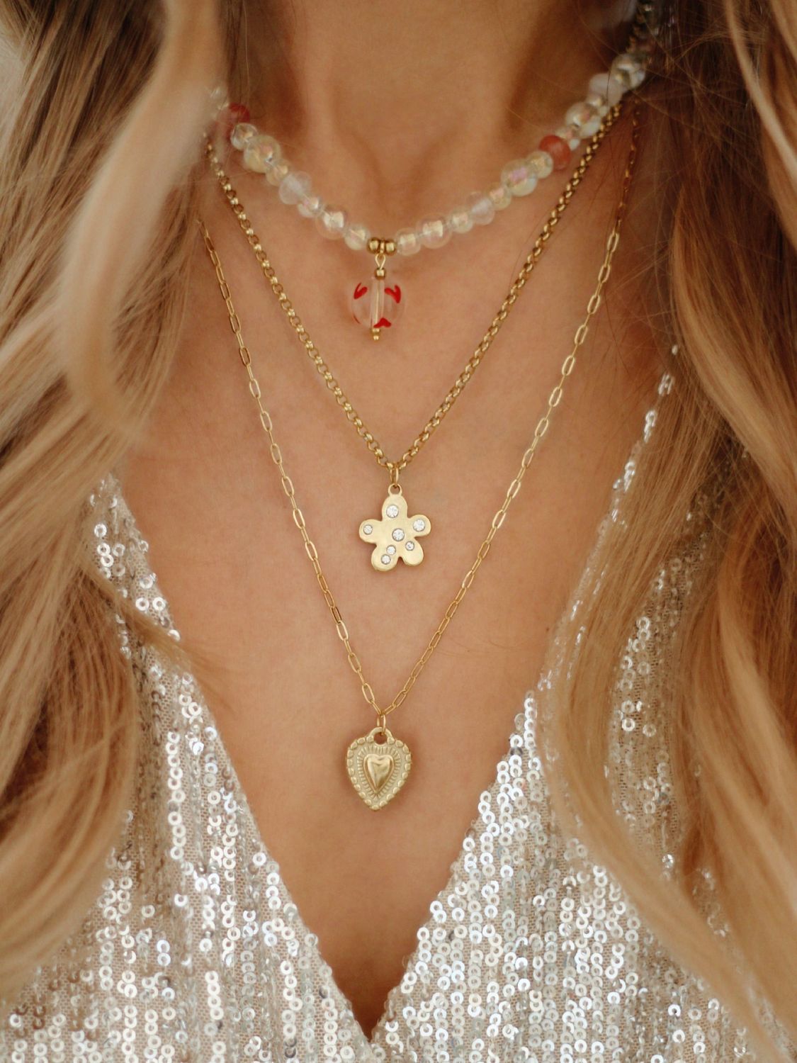 CARI Halskette Herzanhänger 60cm Edelstahl Gold - Bunter Schmuck CARI Halskette Herzanhänger 60cm Edelstahl Gold - Bunter Schmuck