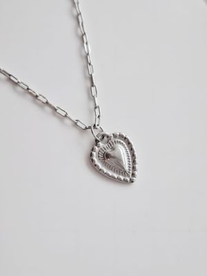 CARI Halskette Herzanhänger 60cm Edelstahl Silber - Bunter Schmuck