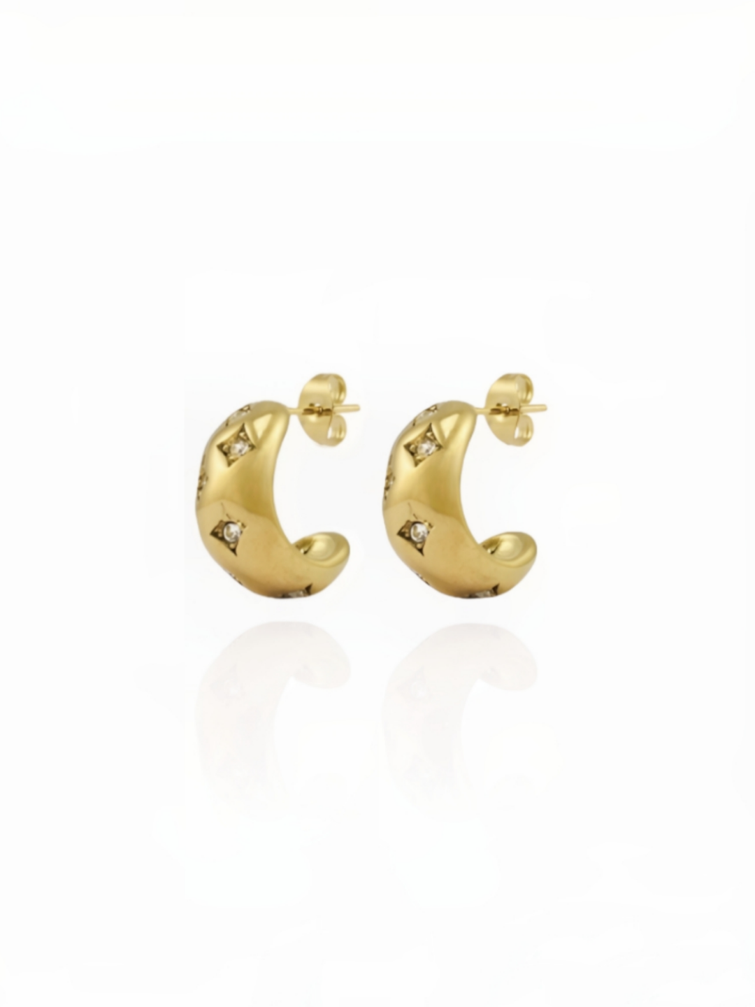 ASTRIT Offene Ohrringe mit Steinen Auffällige Ohrstecker 20mm Gold Edelstahl - Bunter Schmuck