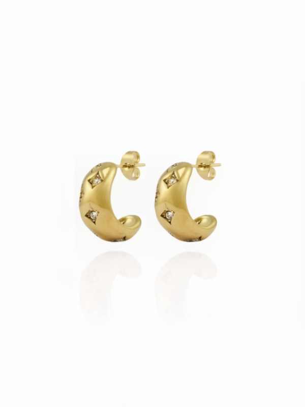 ASTRIT Offene Ohrringe mit Steinen Auffällige Ohrstecker 20mm Gold Edelstahl - Bunter Schmuck