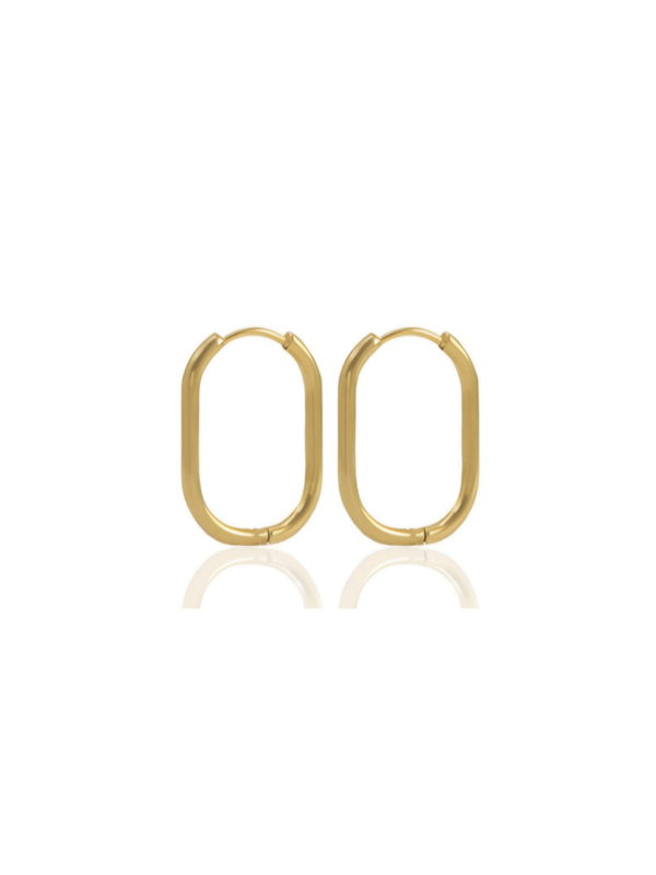 Creolen NATI Ohrringe Oval 20mm Gold Edelstahl - Bunter Schmuck