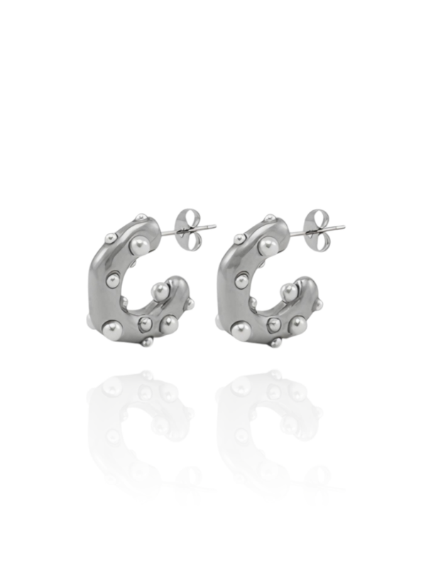 Creolen SELLA mit Perlen Ohrringe 19mm Silber Edelstahl - Bunter Schmuck