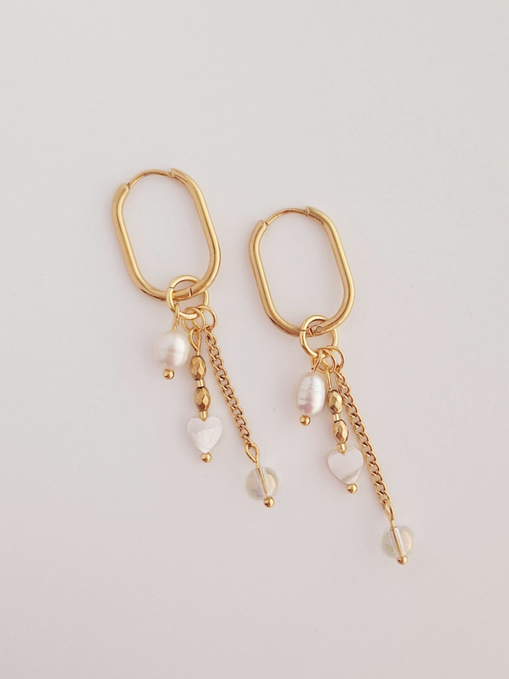 Anhänger mit versch. Elementen wie Süßwasserperlen & Ketten, Perlmutt. Variabel für Ohrringe für Halsketten. Bunter Schmuck