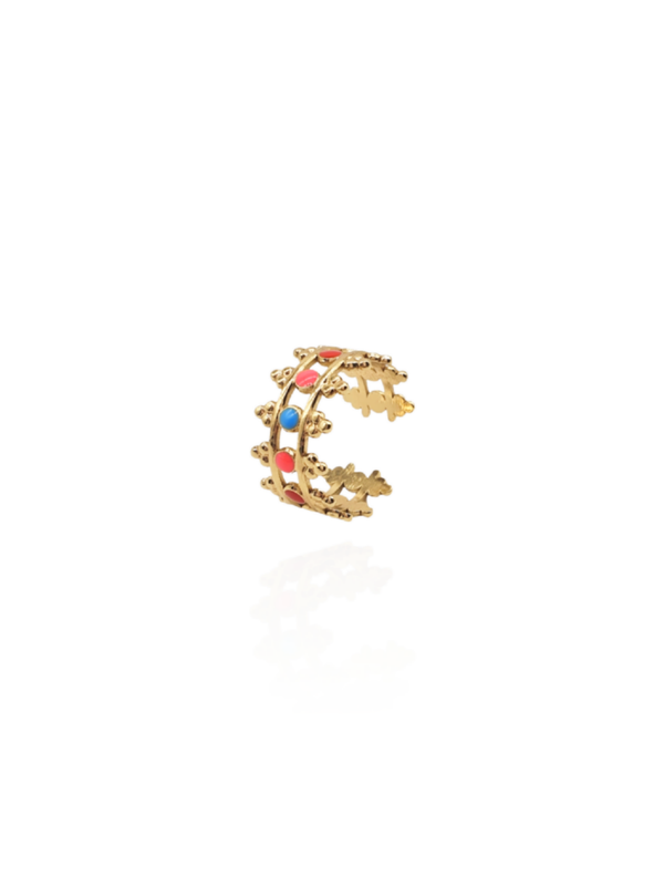 Ring DALA mehrfarbig zweireihig Edelstahl gold - Bunter Schmuck