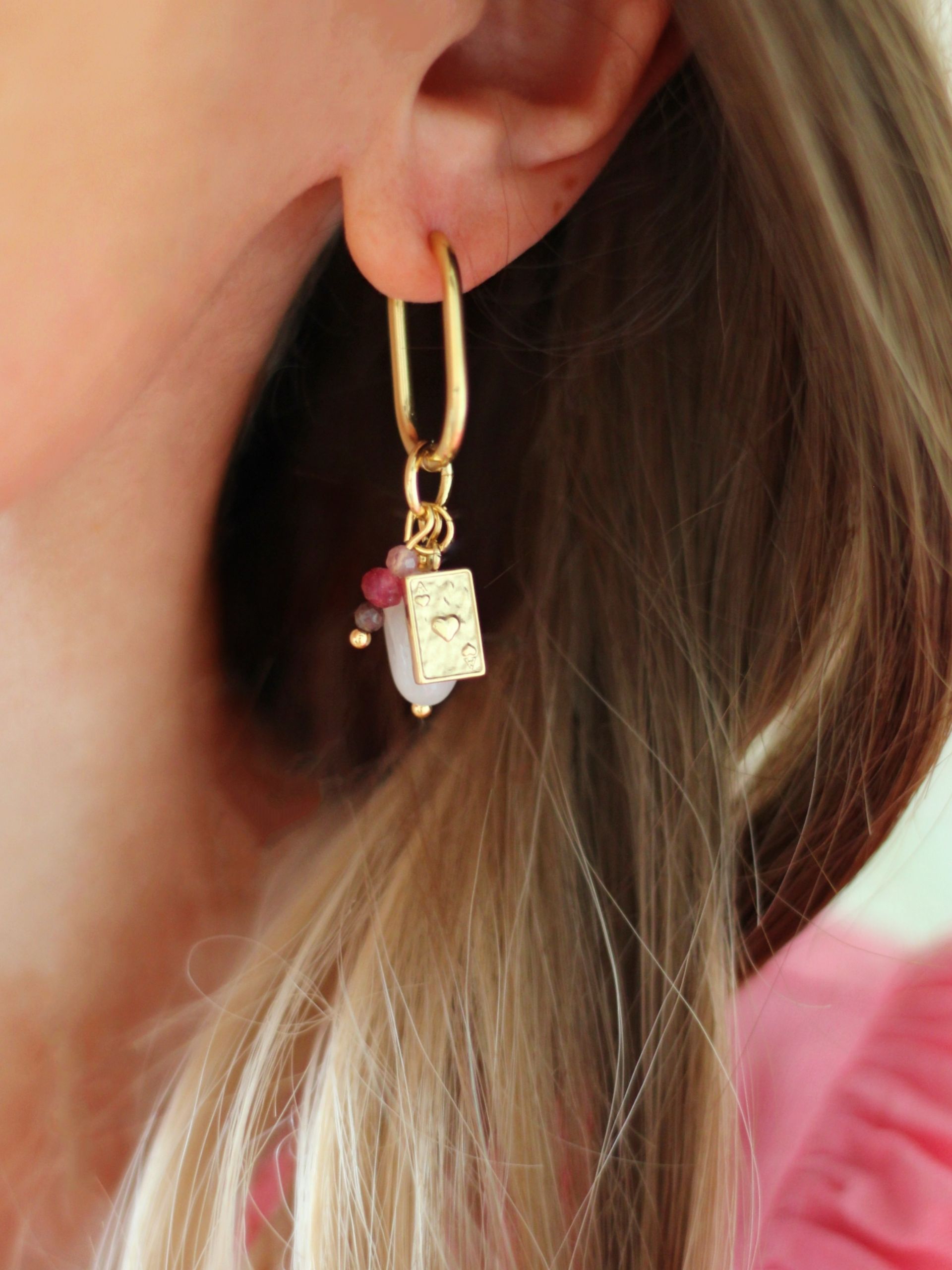 LISA Creolen Ohrringe Oval 23mm Gold Edelstahl - Bunter Schmuck