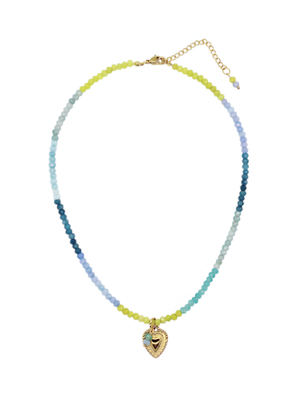 ENYA Boho Halskette mit Halbedelsteinen & Herzanhänger in Blau-Türkis – Bunter Schmuck
