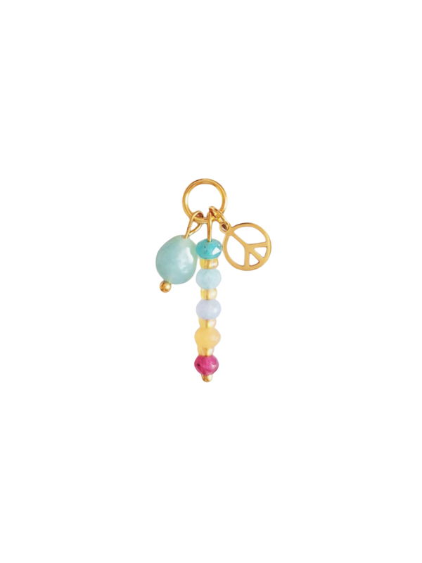HANNI Handgemachter Anhänger bunte Edelsteinperlen Peace-Zeichen - Bunter Schmuck