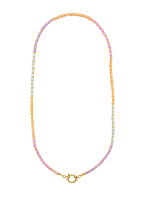 Bunte Perlen Halskette SOKI 60cm Ibiza Boho Regenbogen bunt gold personalisierbar - Bunter Schmuck
