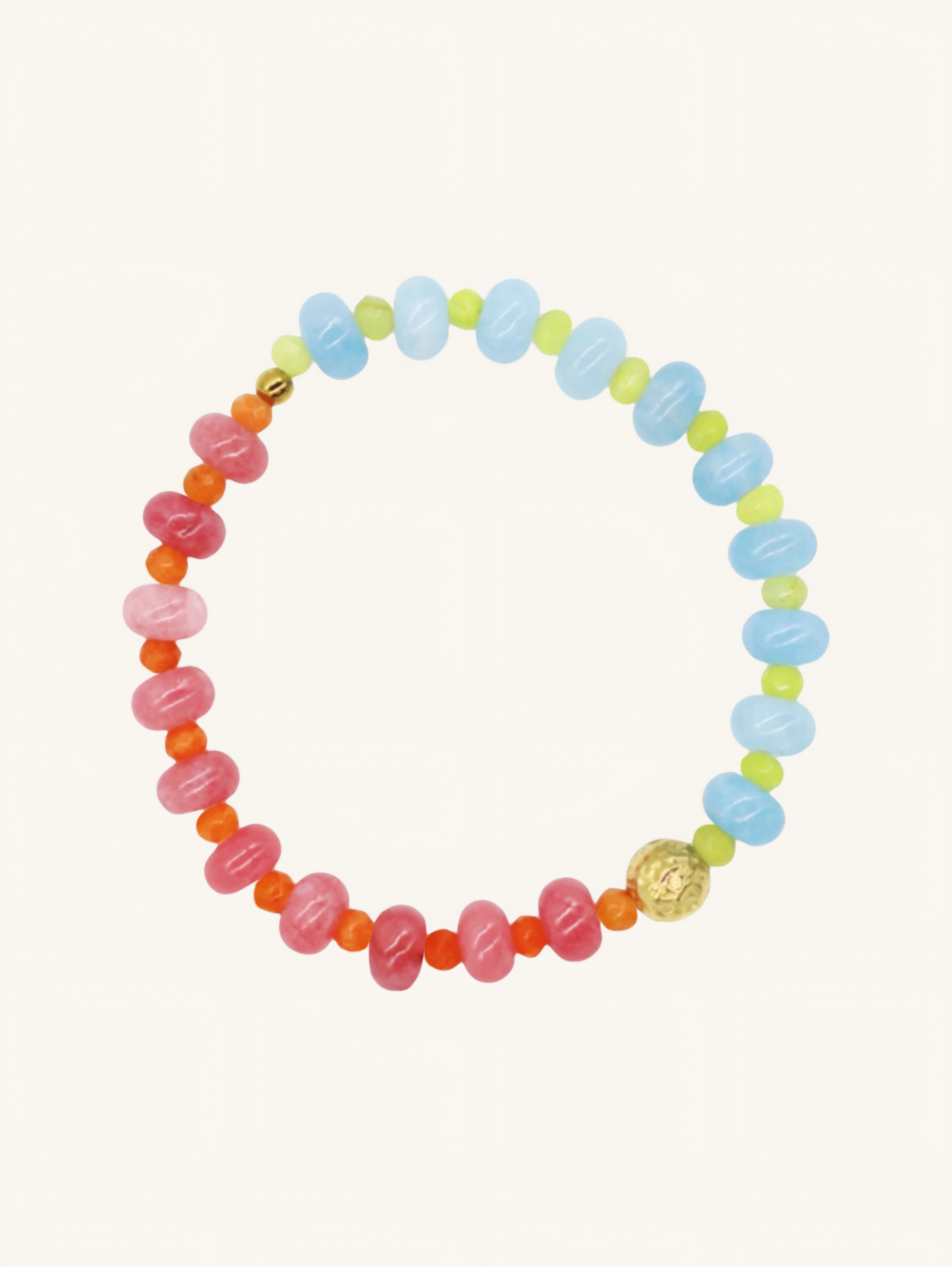 SOL Armband mit gefärbter Jade – Color-Blocking Design in Blau-Grün & Rosa-Orange