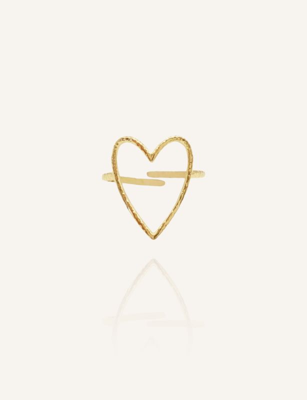 Zarter, goldener Ring DAMIR in Herzform. Ein Schmuckstück für die Ewigkeit aus Edelstahl - Bunter Schmuck