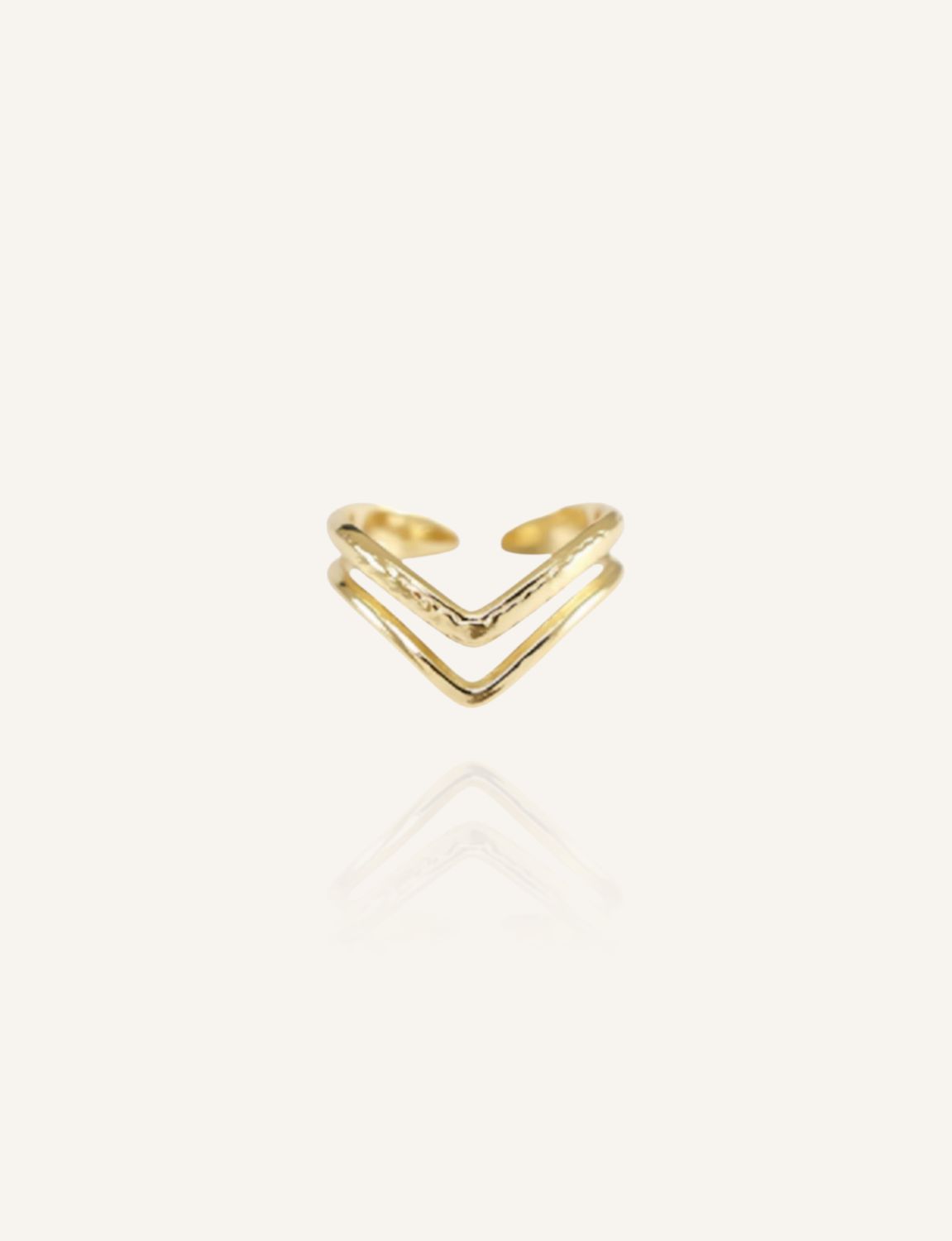 Hübscher goldener Edelstahlring in doppelter V-Form