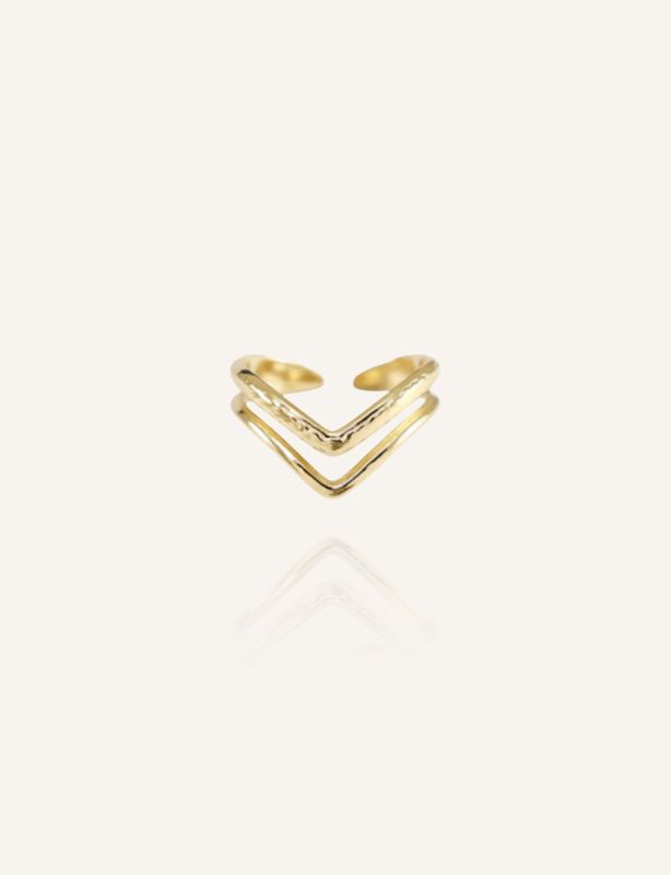Hübscher goldener Edelstahlring in doppelter V-Form
