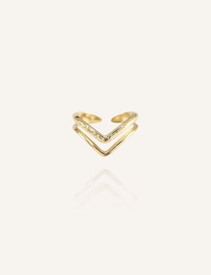 Hübscher goldener Edelstahlring in doppelter V-Form