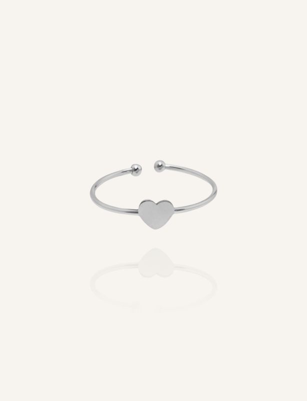 Hübscher, verstellbarer Manschettenring aus Edelstahl in Form eines Herzens, zart und das perfekte, kleine Geschenk.